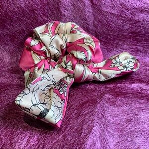 Johnny Was Pink Silk Hair Scrunchie Bow